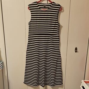 J. Crew Black and White Sleeveless A-Line Midi Dress, Size L
